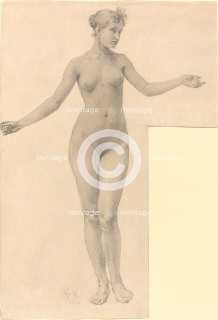 Female Nude with Outstretched Arms, 1896. Creator: Karel Vitezslav Masek.