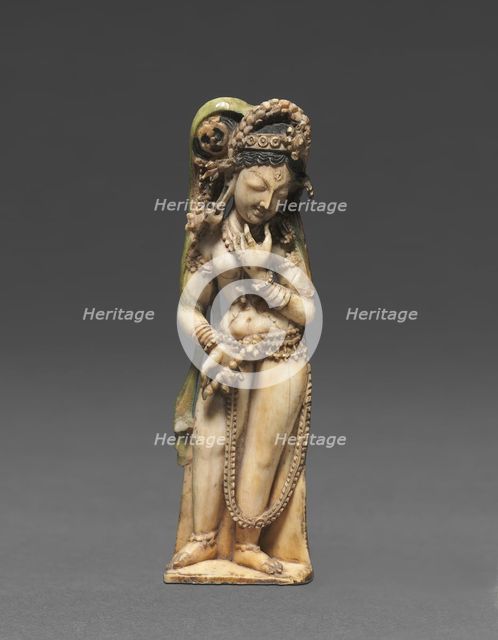 Female Attendant Bearing a Lotus , 8th Century. Creator: Unknown.