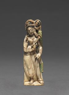 Female Attendant Bearing Fly-Whisk (Chauri), 8th Century. Creator: Unknown