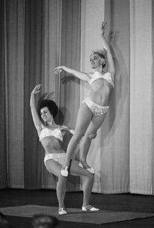 Female acrobats, Landskrona, Sweden, 1964