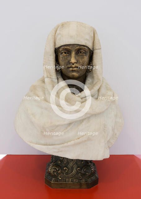 Female Bust (possibly Aïda), c. 1875. Creator: Pietro Calvi.