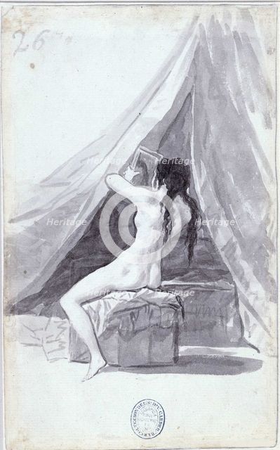 Female back act with mirror (from the Madrid Album) , 1795-1796.