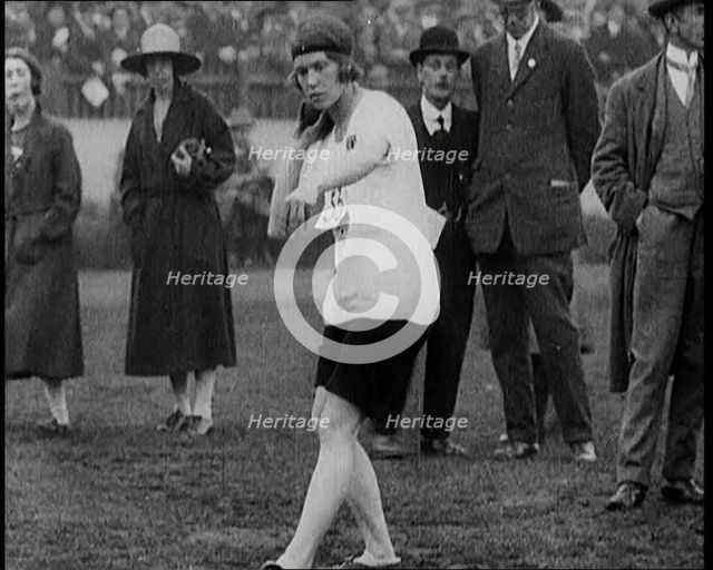 Female British Shot Putter at the Women's World Games, 1922. Creator: British Pathe Ltd.