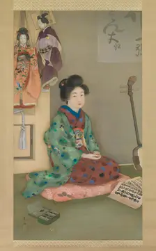 Female Chanter for Joruri Puppet Theater, ca. 1920. Creator: Arai Kou
