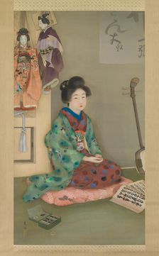 Female Chanter for Joruri Puppet Theater, ca. 1920. Creator: Arai Kou