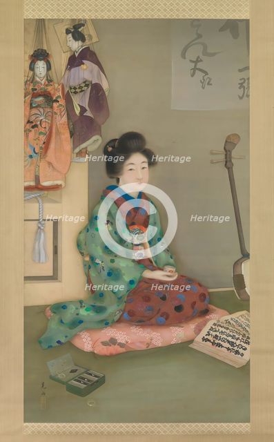Female Chanter for Joruri Puppet Theater, ca. 1920. Creator: Arai Kou.