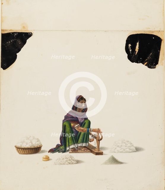 Female cotton ginner, 1840-1850. Artist: Unknown.