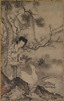 Female Daoist Figure in Landscape, early 1500s. Creator: Koboku (Japanese)