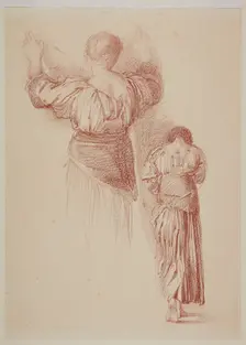 Female - Drapery Studies, Studies of female Drapery seen from the back, 1867-69. Creator: Sir Edward Coley Burne-Jones