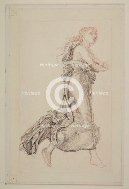 Female - Drapery Study of Flying Drapery, 1865-66. Creator: Sir Edward Coley Burne-Jones.