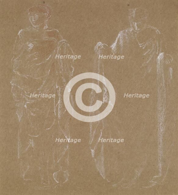 Female - Drapery Study of two Standing Figures, 1865-1868. Creator: Sir Edward Coley Burne-Jones.