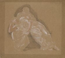 Female - Drapery Study of Two Seated Figures, 1865-1866. Creator: Sir Edward Coley Burne-Jones