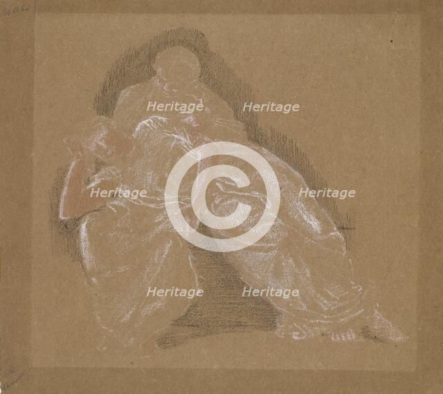 Female - Drapery Study of Two Seated Figures, 1865-1866. Creator: Sir Edward Coley Burne-Jones.