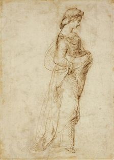 Female Figure walking to right, c1500-1520. Artist: Raphael