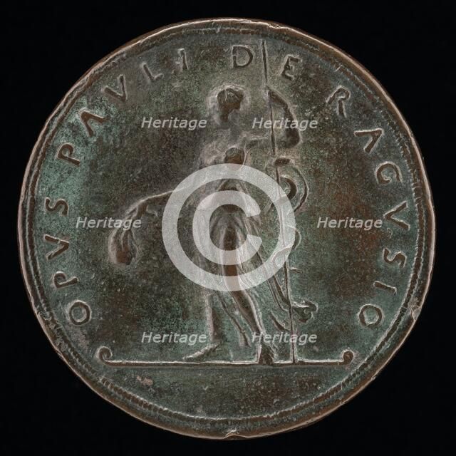 Female Figure with Purse and Scepter [reverse], c. 1450. Creator: Paolo da Ragusa.