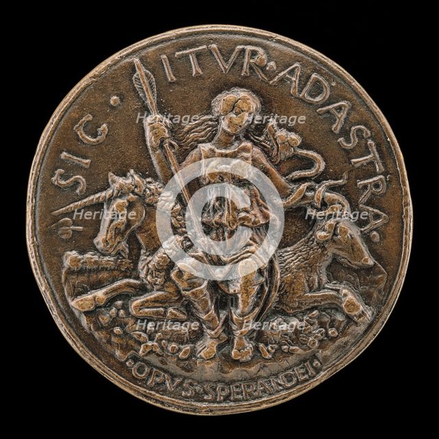 Female Figure and Serpent [reverse], c. 1490/1495. Creator: Sperandio Savelli.