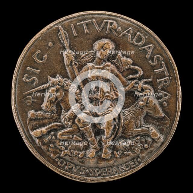 Female Figure and Serpent [reverse], c. 1490/1495. Creator: Sperandio Savelli.