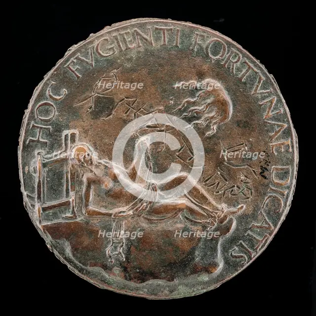 Female Figure Holding a Bridle [reverse], probably after 1502. Creator: Adriano Fiorentino.