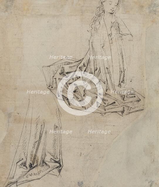 Female Figure Kneeling in Prayer [verso], c. 1490. Creator: Master of the Drapery Studies.