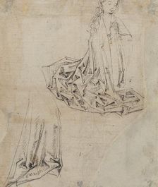 Female Figure Kneeling in Prayer [verso], c. 1490. Creator: Master of the Drapery Studies