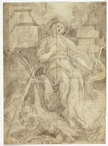 Female Figure Standing on a Dragon, n.d. Creator: Martin de Vos