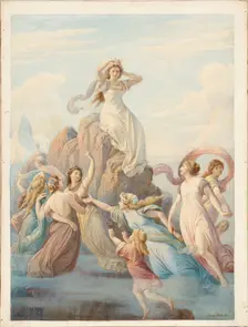Female figures around a rock, Schiller's "Berglied", 1881. Creator: Leopold Bode