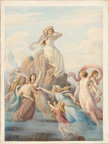Female figures around a rock, Schiller's "Berglied", 1881. Creator: Leopold Bode