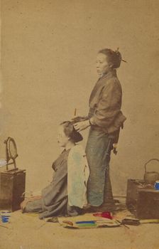 Female hair dresser, 1870-1880. Creator: Unknown