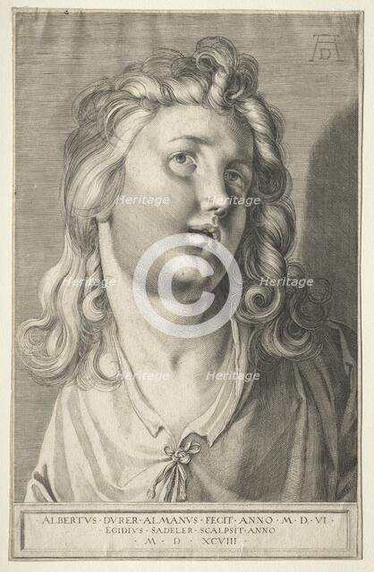 Female Head, 1598. Creator: Aegidius Sadeler (Flemish, c. 1570-1629).