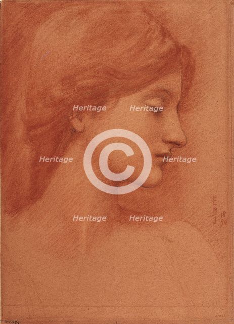 Female Head. Artist: Burne-Jones, Sir Edward Coley (1833-1898)