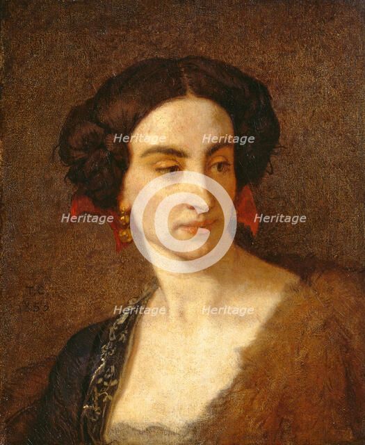 Female head (Opera Singer Mademoiselle Poinsot), 1853. Creator: Couture, Thomas (1815-1879).