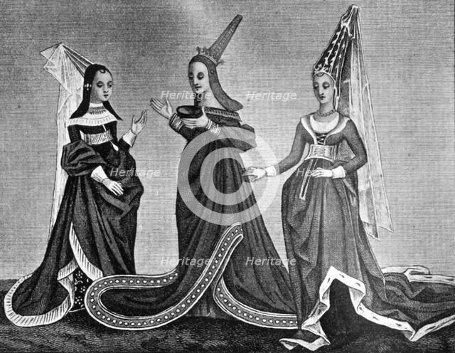 Female headdresses, 15th century, (1910). Artist: Unknown