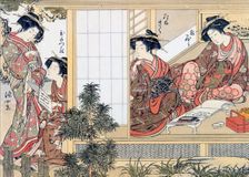 Female Japanese Courtesans Reading and Writing, c1776. Creator: Katsukawa Shunsho (1726-93) after