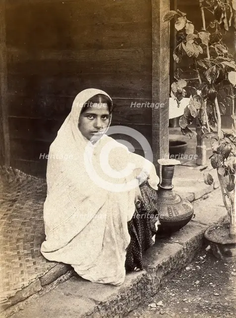 Female patient recovering from bubonic plague, during the outbreak in Karachi, India, 1897. Creator: Unknown.