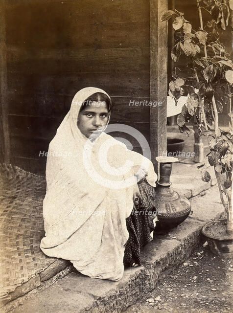 Female patient recovering from bubonic plague, during the outbreak in Karachi, India, 1897. Creator: Unknown.