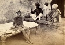 Female patient with bubonic plague in Karachi, India, 1897. Creator: Unknown
