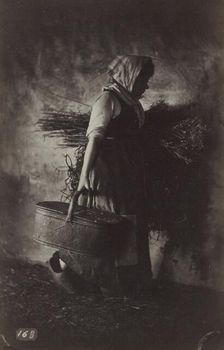 Female Peasant Carrying a Basket and Hay, c. 1870. Creator: Auguste Giraudon (French)