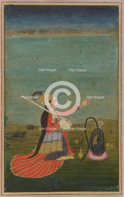 Female performer with tanpura, 18th century. Creator: Unknown.