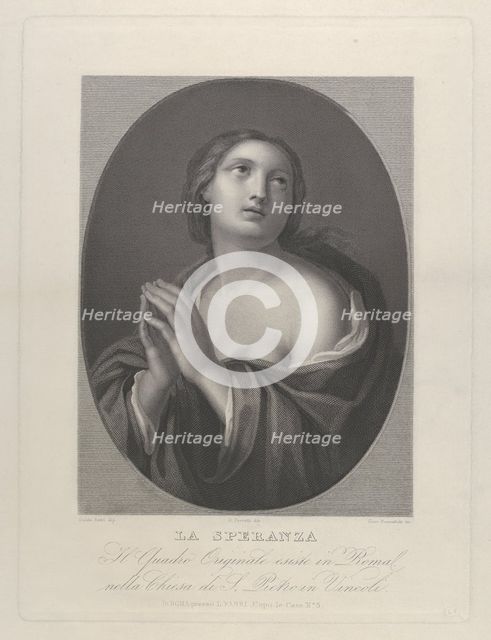 Female personification of Hope looking up with hands held together and left shoulde..., ca. 1835-81. Creator: Giovanni Buonafede.