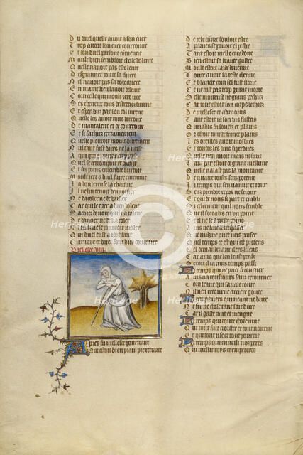 Female Personification of Old Age; Roman de la Rose, about 1405. Creator: Unknown.