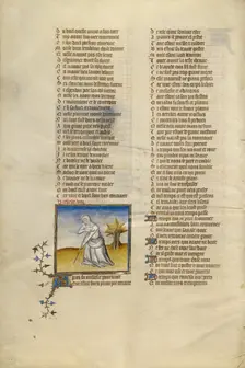Female Personification of Old Age; Roman de la Rose, about 1405. Creator: Unknown