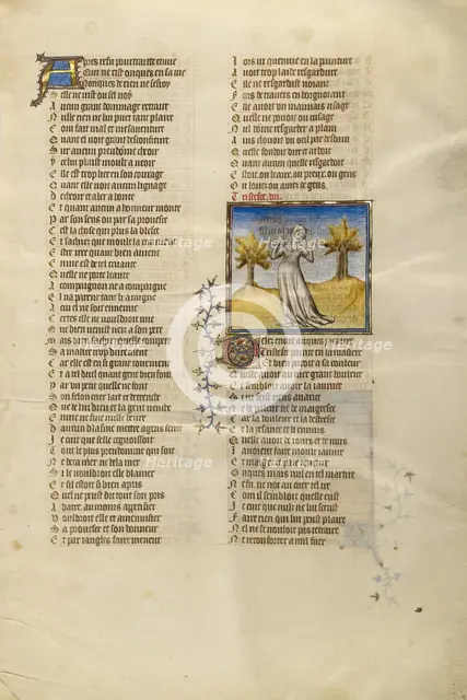 Female Personification of Sadness; Roman de la Rose, about 1405. Creator: Unknown.