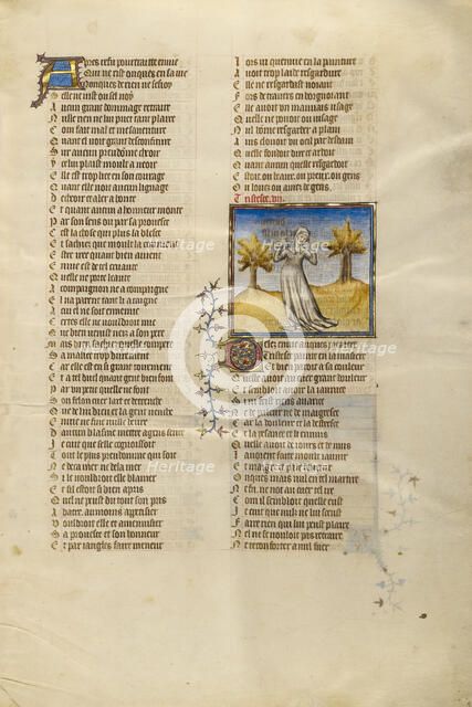 Female Personification of Sadness; Roman de la Rose, about 1405. Creator: Unknown.