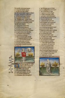 Female Personifications of Avarice and Boredom; Roman de la Rose, about 1405. Creator: Unknown