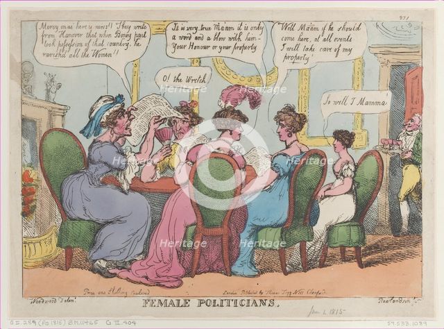 Female Politicians, January 1, 1808., January 1, 1808. Creator: Thomas Rowlandson.