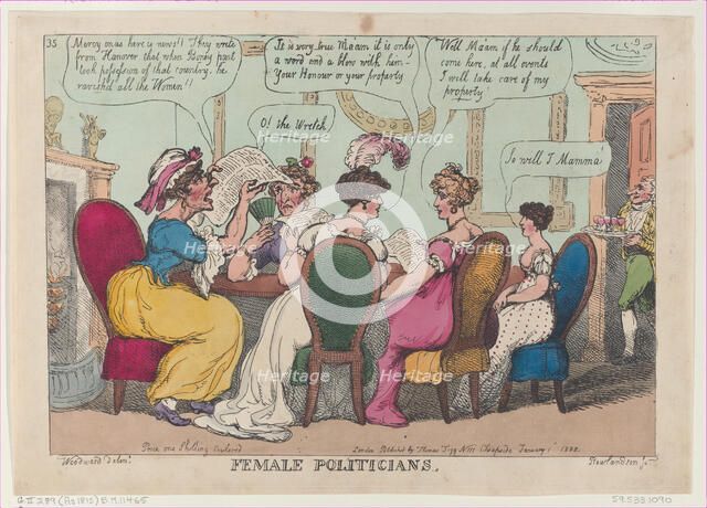 Female Politicians, January 1, 1808., January 1, 1808. Creator: Thomas Rowlandson.