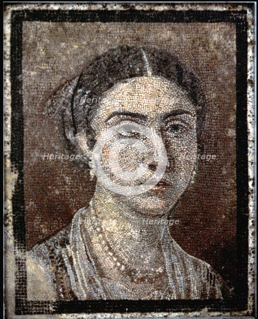 Female portrait of a poet, mosaic found in Pompeii.