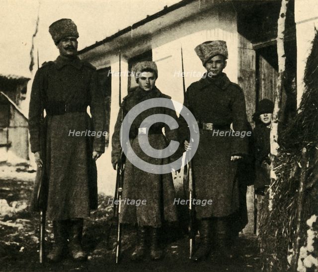 Female Russian soldier decorated for bravery, First World War, c1916, (c1920). Creator: Unknown.
