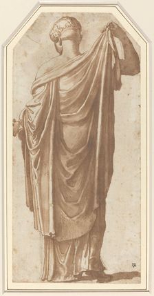Female Roman Statue Seen from the Back. Creator: Nicolas Poussin