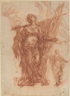 Female Saint Carrying a Banner [recto]. Creator: Baldassare Franceschini
